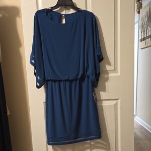 JH 3/4 sleeve sheath dress blue size 10